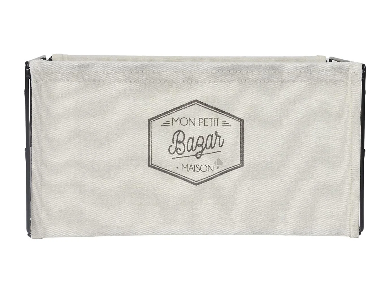 Panier de rangement "Mon petit bazar" 35x18x23 cm VASSILI grise