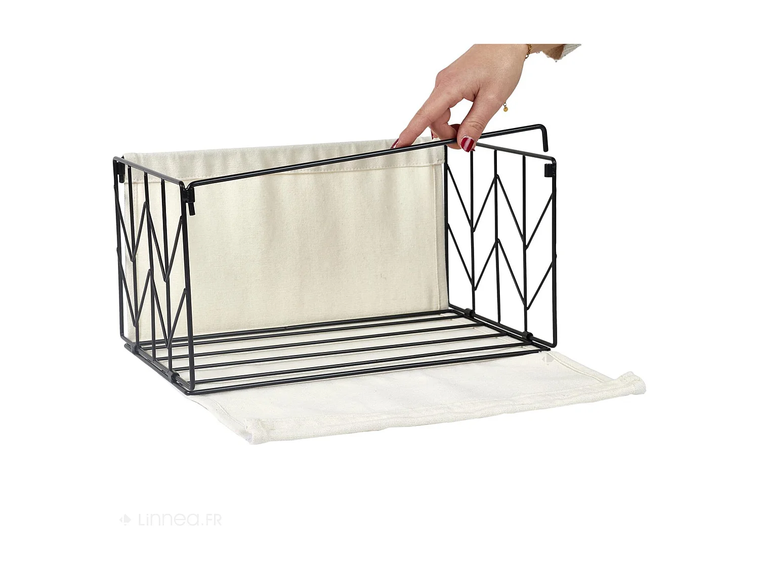 Panier de rangement "Mon petit bazar" 35x18x23 cm VASSILI grise