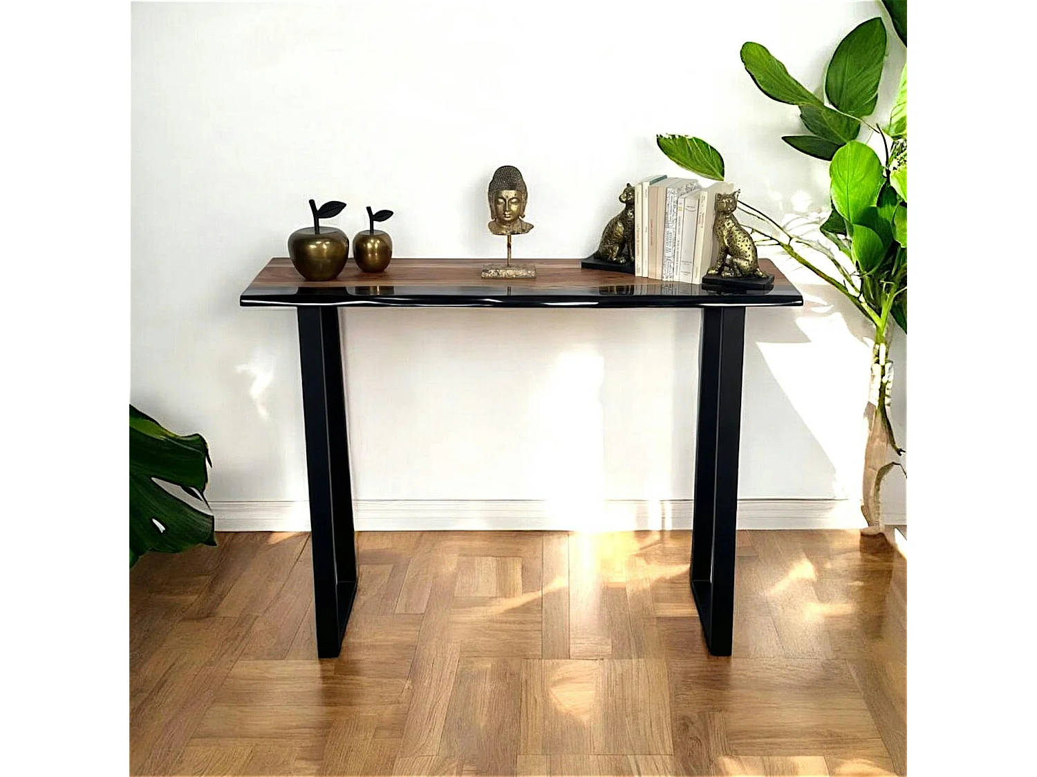 Console epoxy noir et bois d'acacia BORA