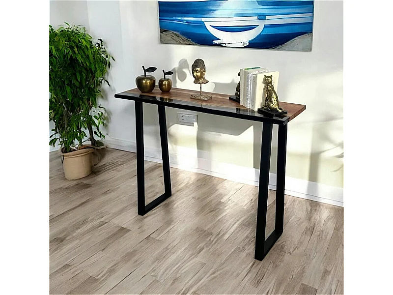 Console epoxy noir et bois d'acacia BORA