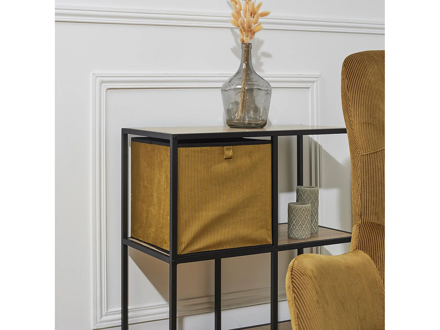 Cube de rangement décoratif 27 L VITALY 30x30x30 cm jaune foncé