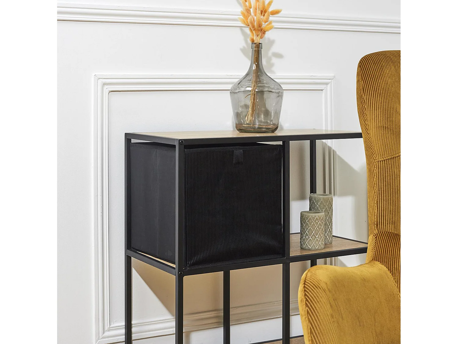 Cube de rangement décoratif 27 L collection VITALY 30x30x30 cm noir