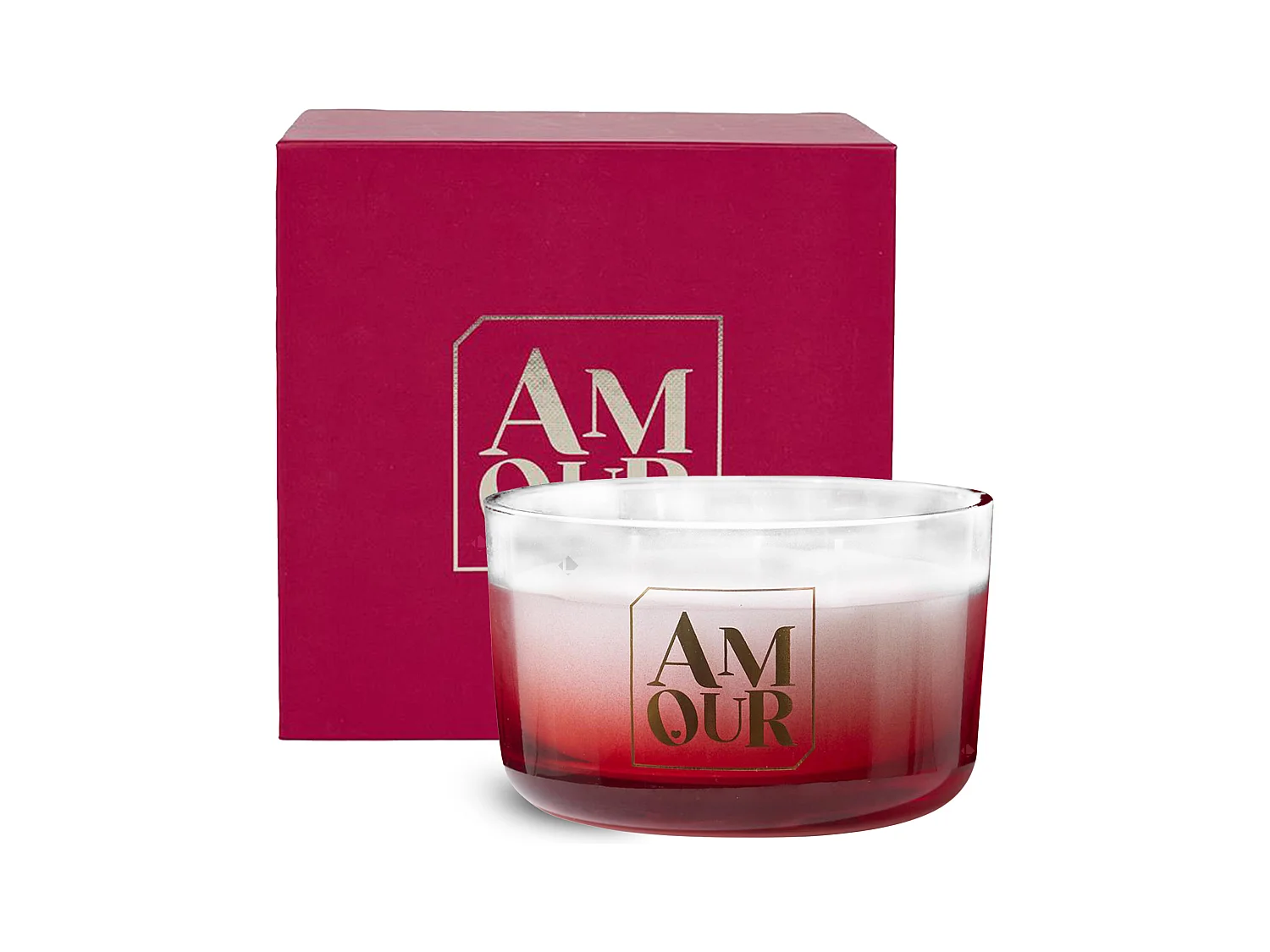 Bougie parfumée 3 mèches en coton AMOUR à la cire de parafine senteur rêve poudré