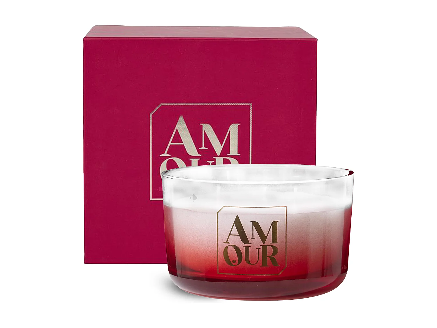 Bougie parfumée 3 mèches en coton AMOUR à la cire de parafine senteur rêve poudré