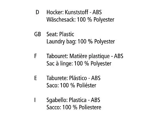 Tabouret rond en plastique avec coffre à linge 20L "Candy" - Noir - D 36 x H 50,5 cm