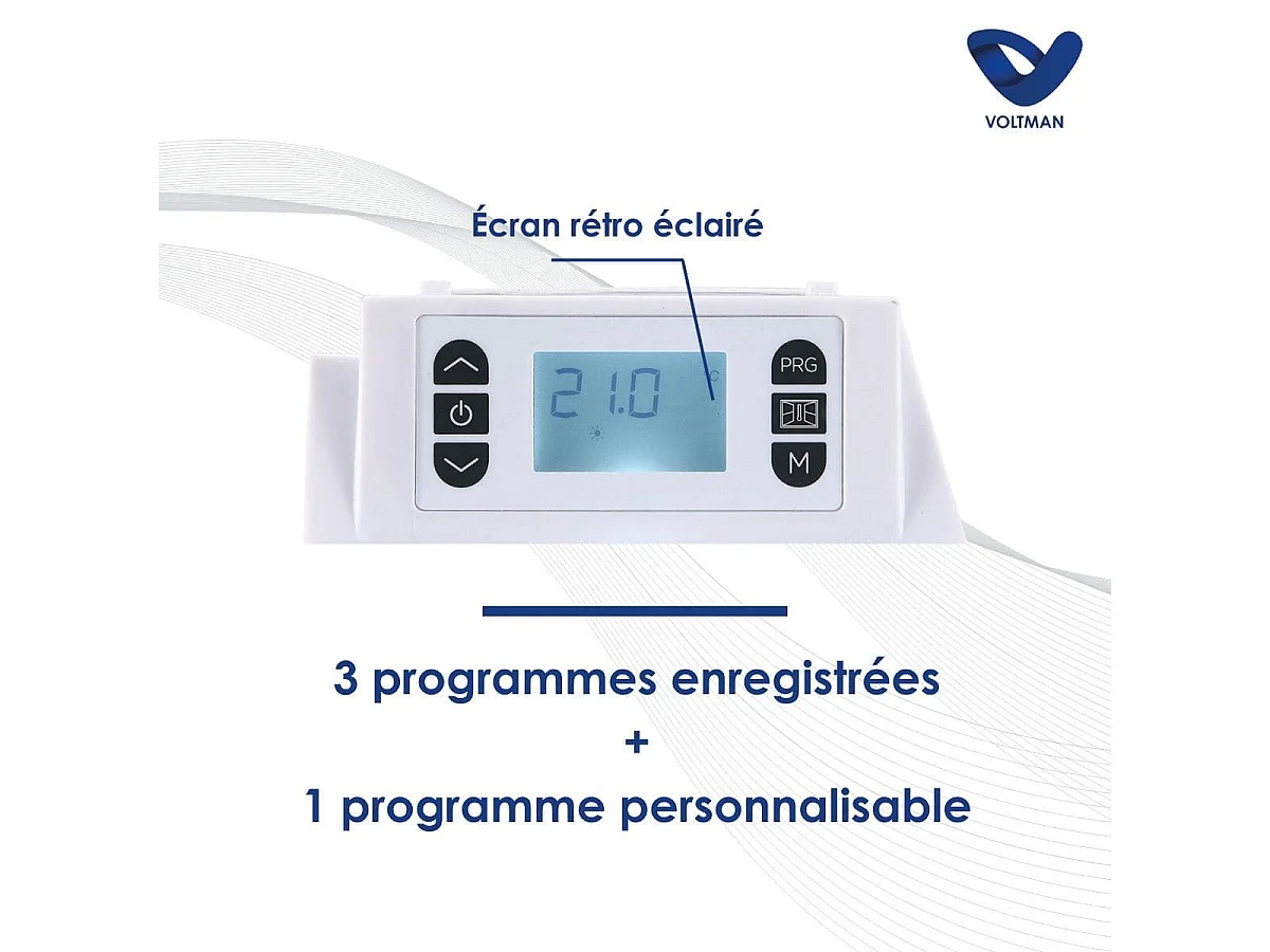 Vaste elektrische radiator 2000W - Stralingspanelen van staal - Wit - Voltman