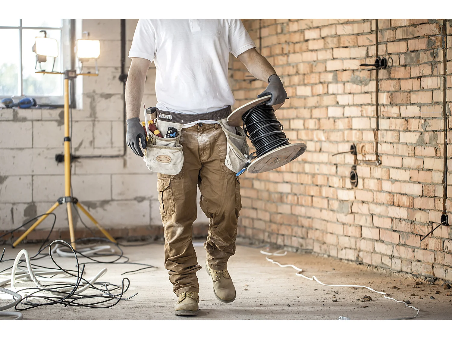 LED-Strahler mit 20W Gelb auf Stativ für Baustelle - IP65 - Zenitech