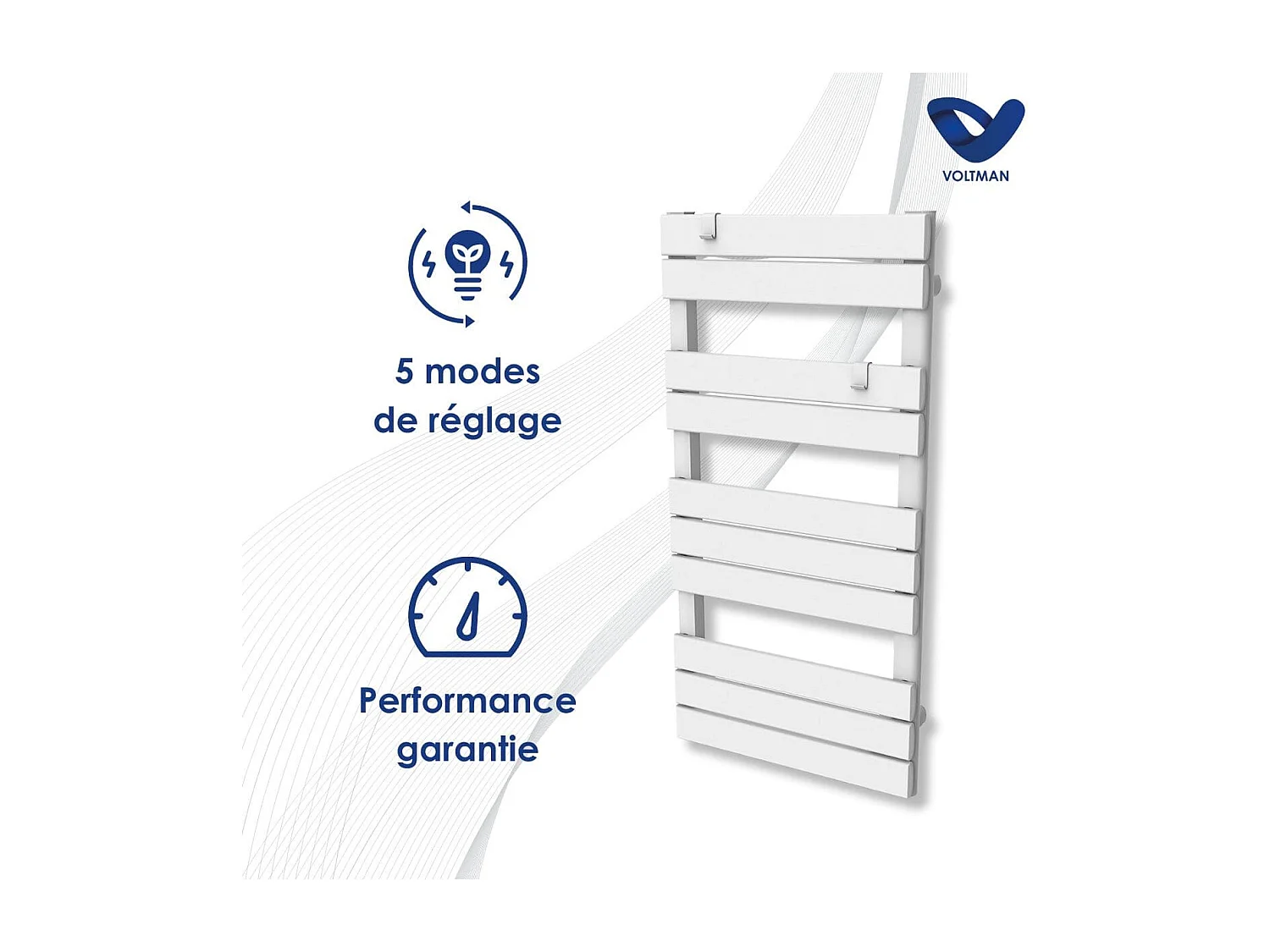 Chauffage sèche-serviette 500W - inertie sèche - Blanc - Voltman