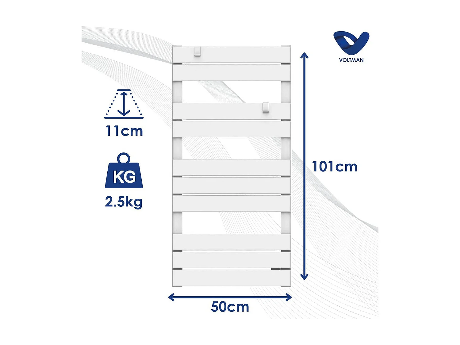 Chauffage sèche-serviette 500W - inertie sèche - Blanc - Voltman