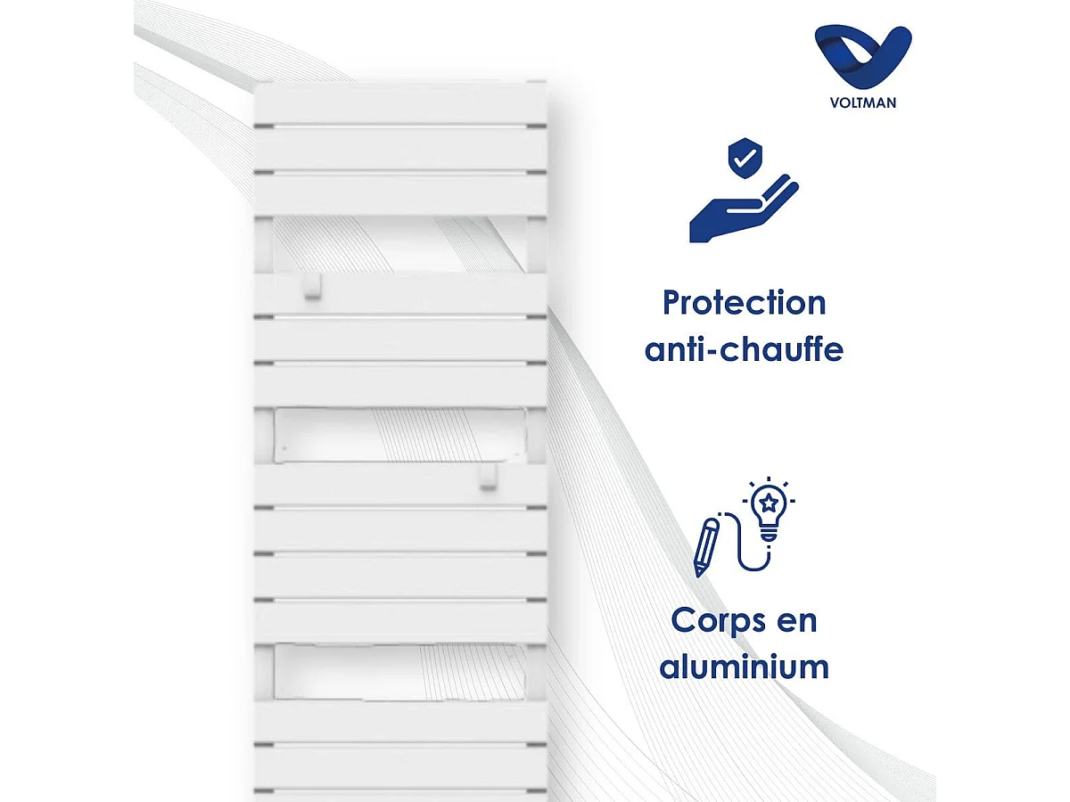 Chauffage sèche-serviette électrique 750W - inertie sèche - Blanc - Voltman