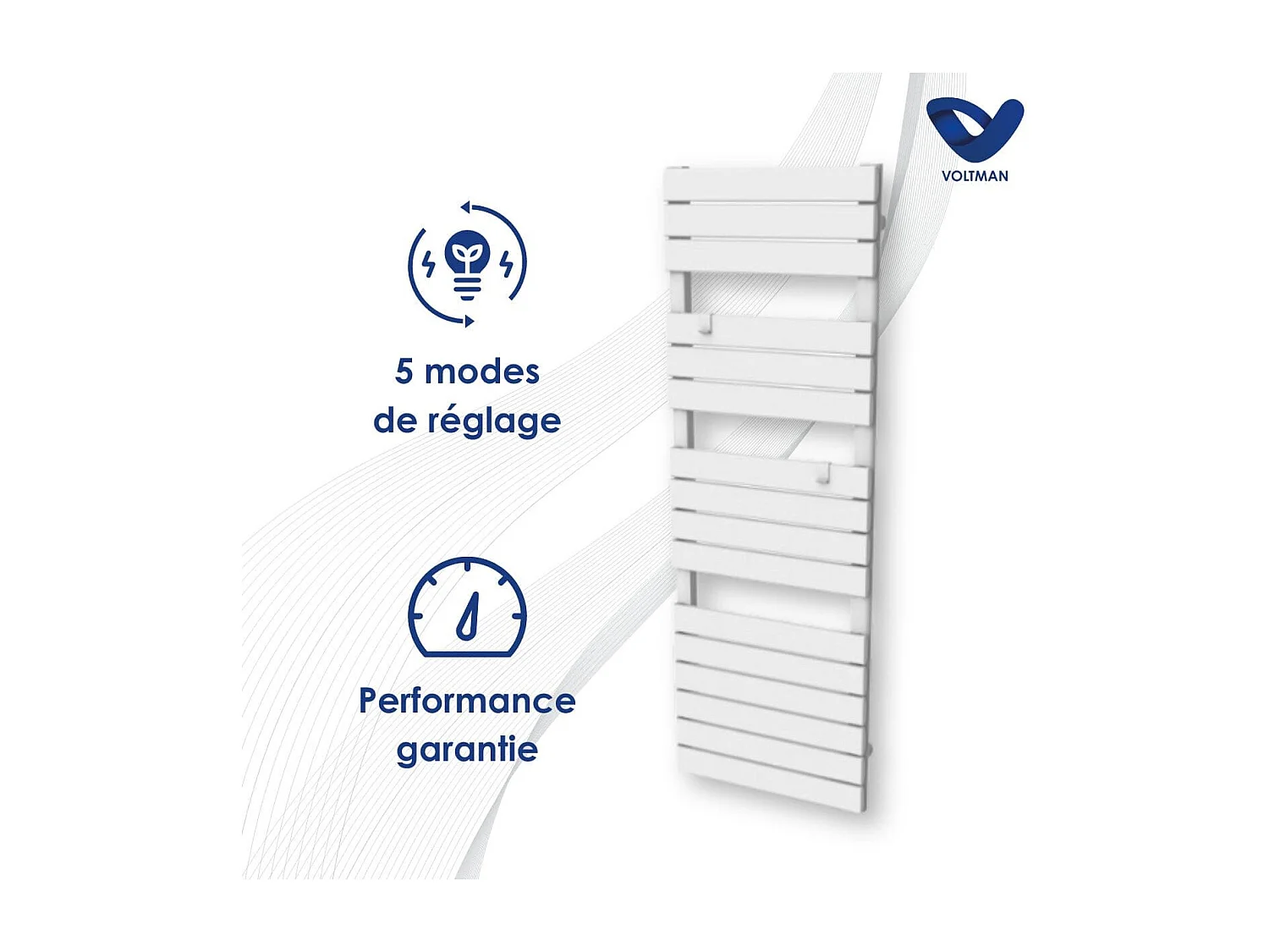 Chauffage sèche-serviette électrique 750W - inertie sèche - Blanc - Voltman