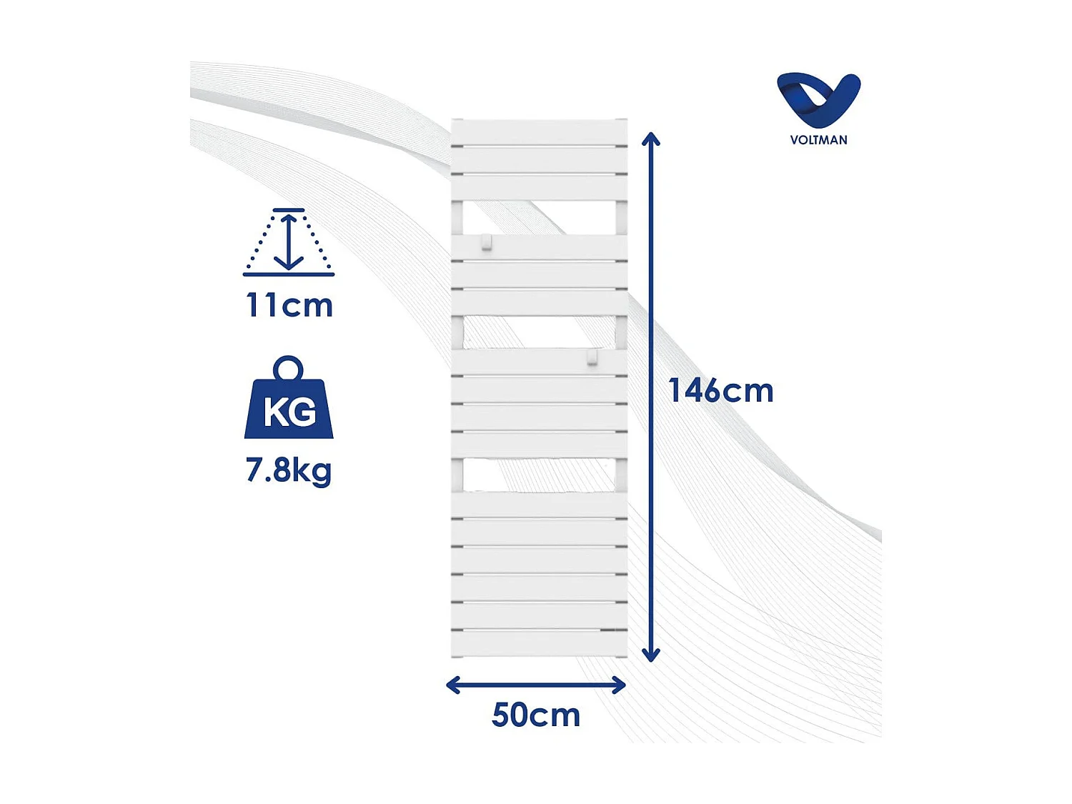 Chauffage sèche-serviette électrique 750W - inertie sèche - Blanc - Voltman