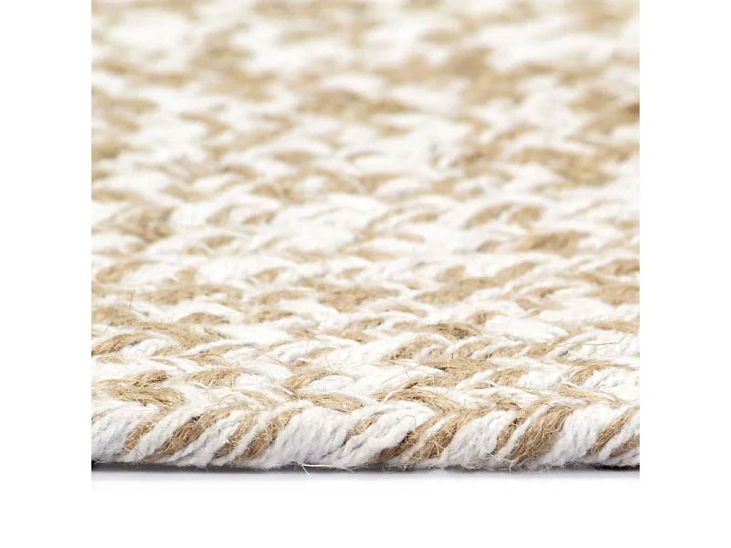 Tapis fait à la main Jute Blanc et naturel 150 cm