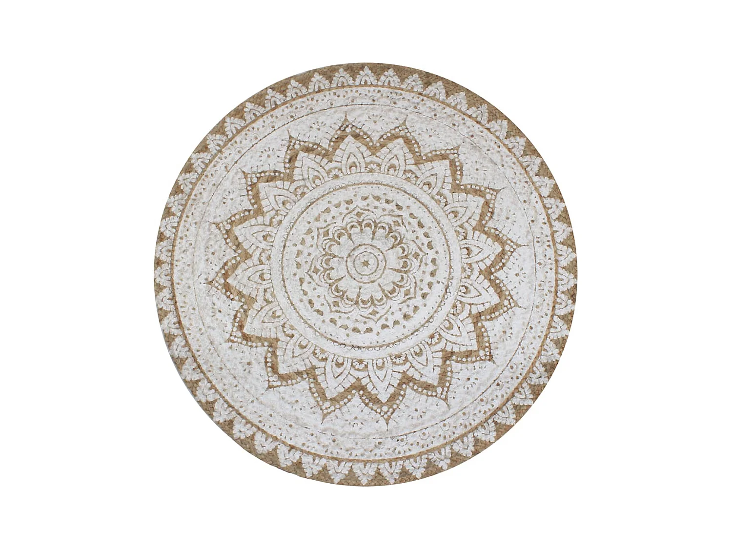 Tapis Jute tressé imprimé 90 cm rond