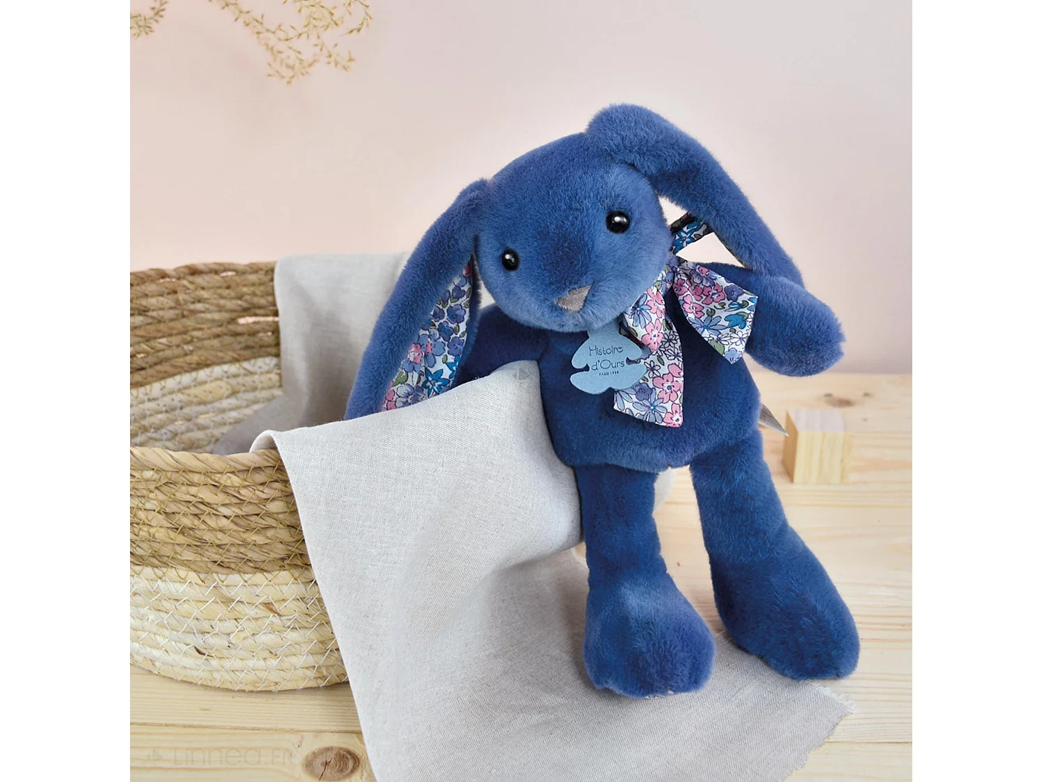 Peluche 25 cm polyester collection COPAINS CALINS lapin bleu