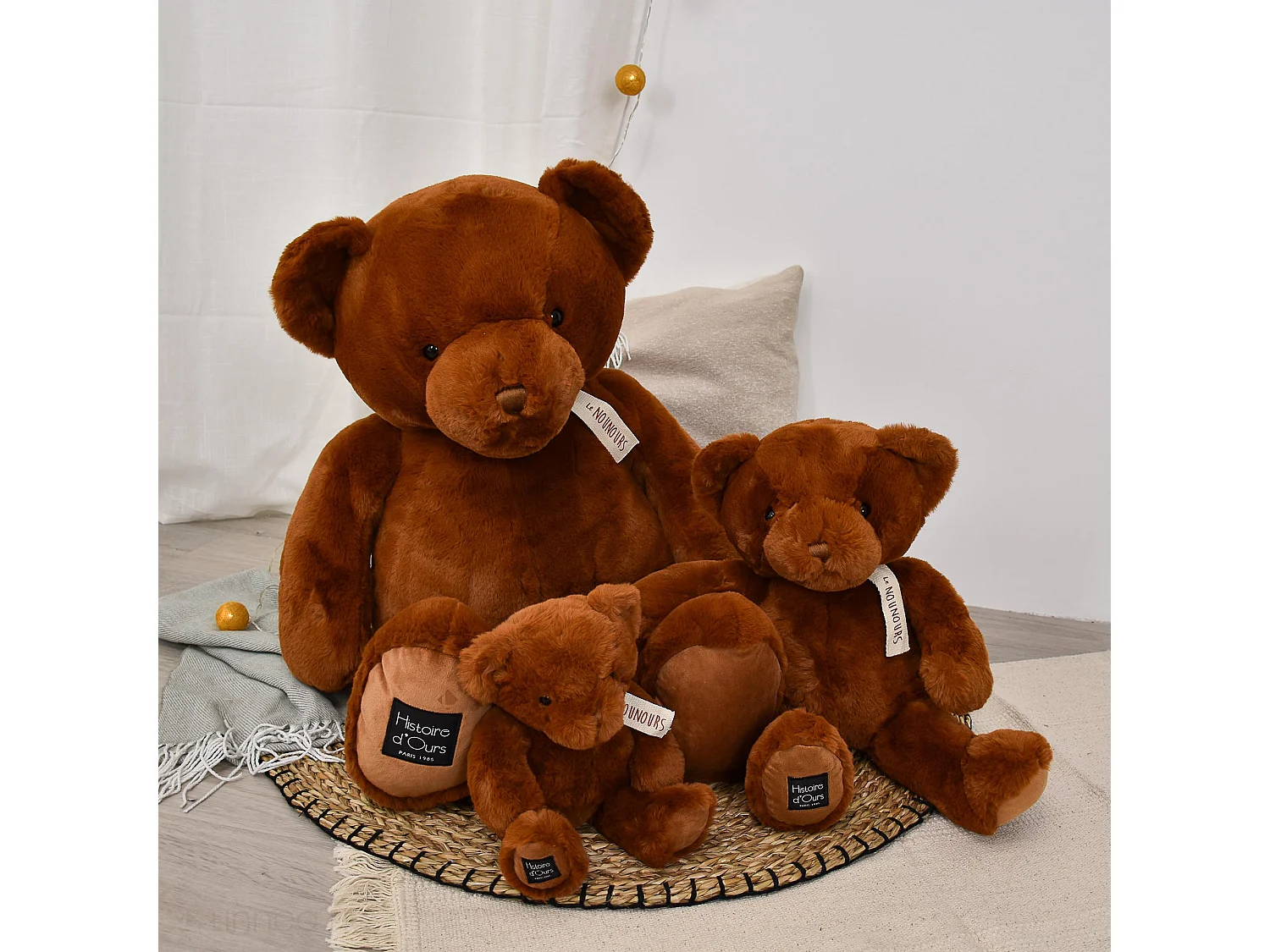 Peluche ours 28 cm polyester collection LE NOUNOURS marron cappuccino
