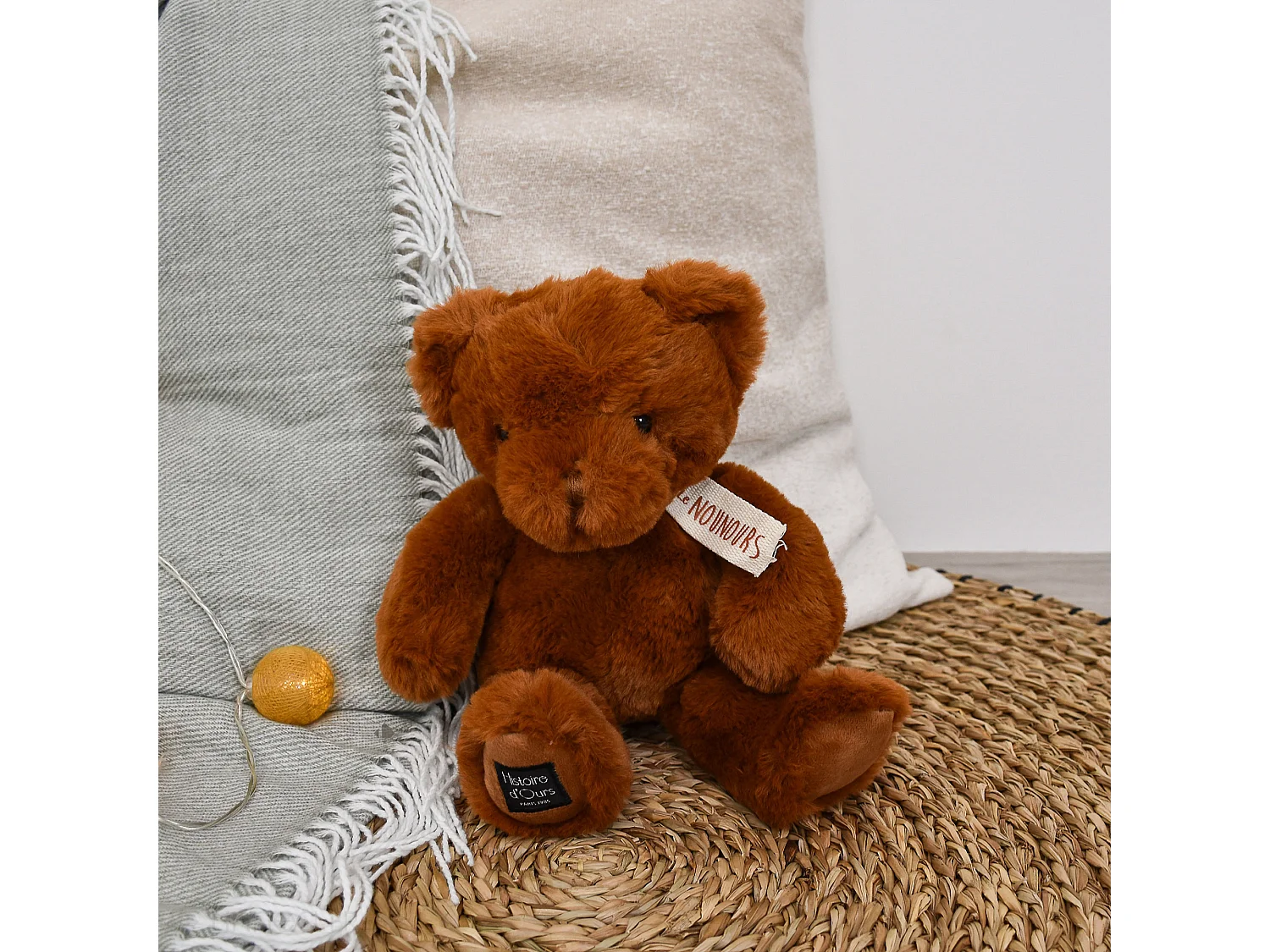 Peluche ours 28 cm polyester collection LE NOUNOURS marron cappuccino