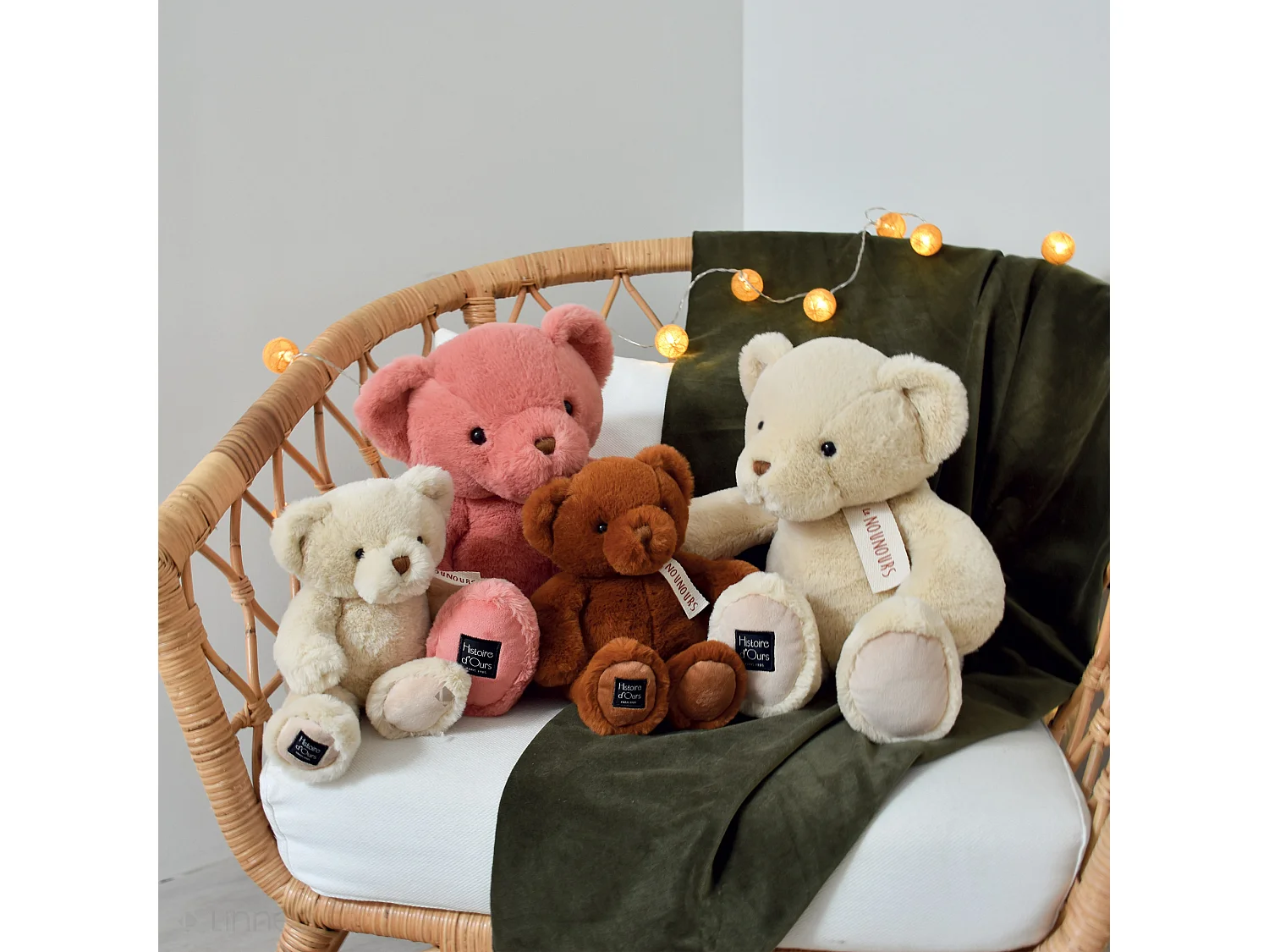 Peluche ours 28 cm polyester collection LE NOUNOURS marron cappuccino