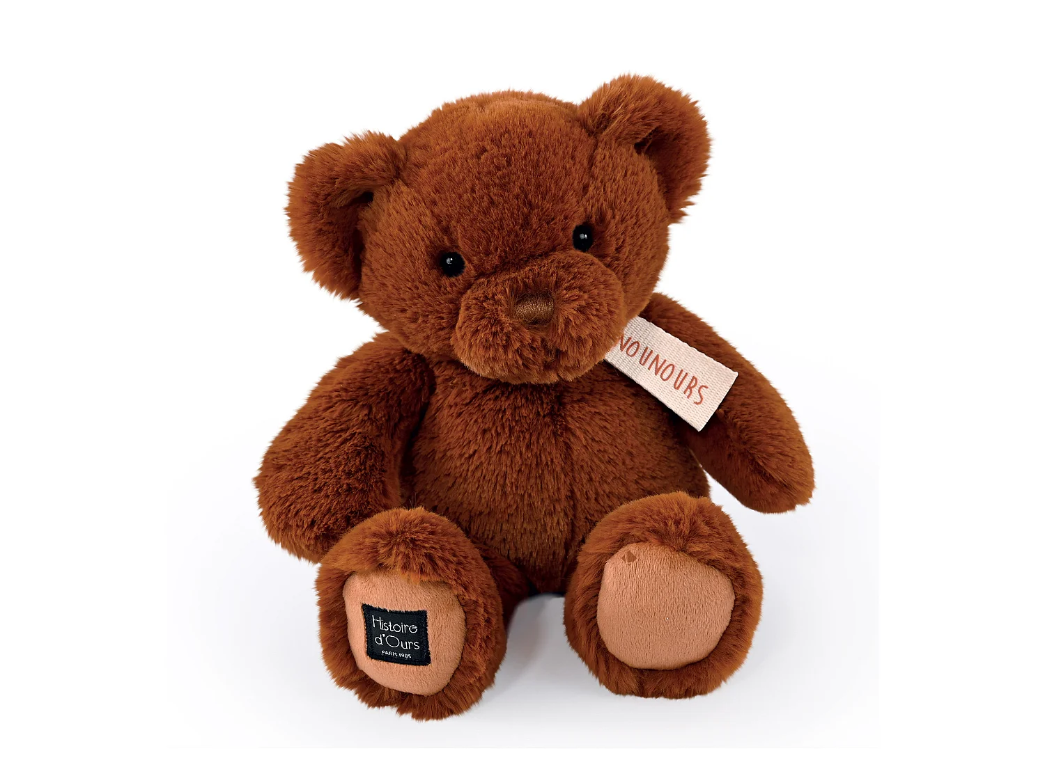 Peluche ours 28 cm polyester collection LE NOUNOURS marron cappuccino