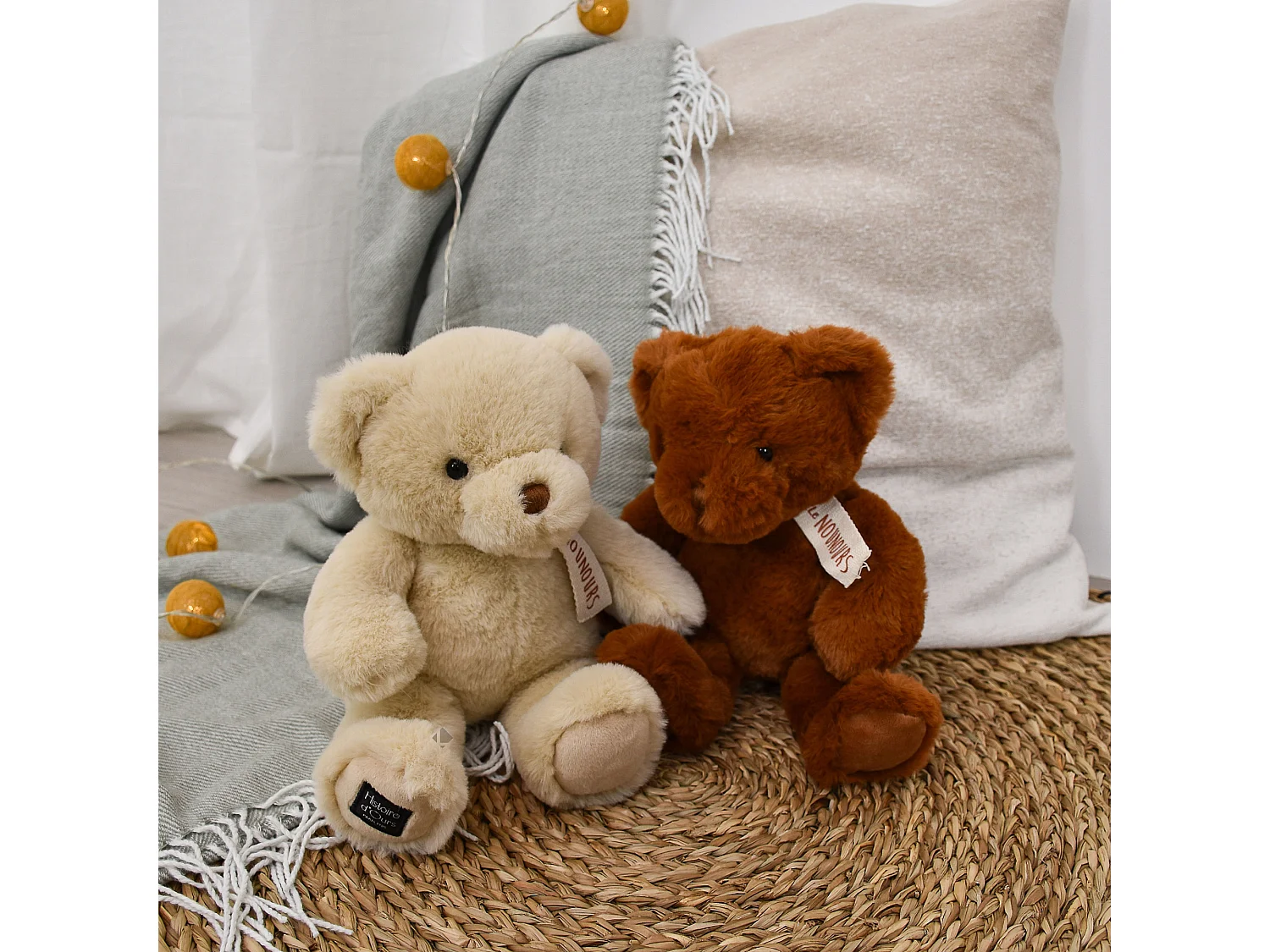 Peluche ours 28 cm polyester collection LE NOUNOURS marron cappuccino