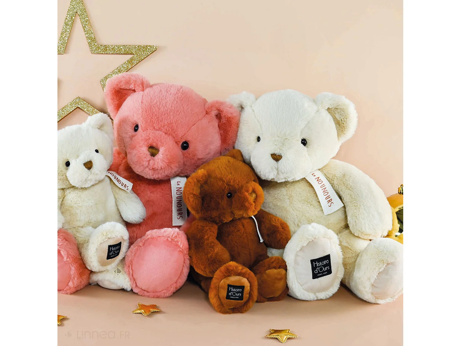 Peluche ours 28 cm polyester collection LE NOUNOURS marron cappuccino