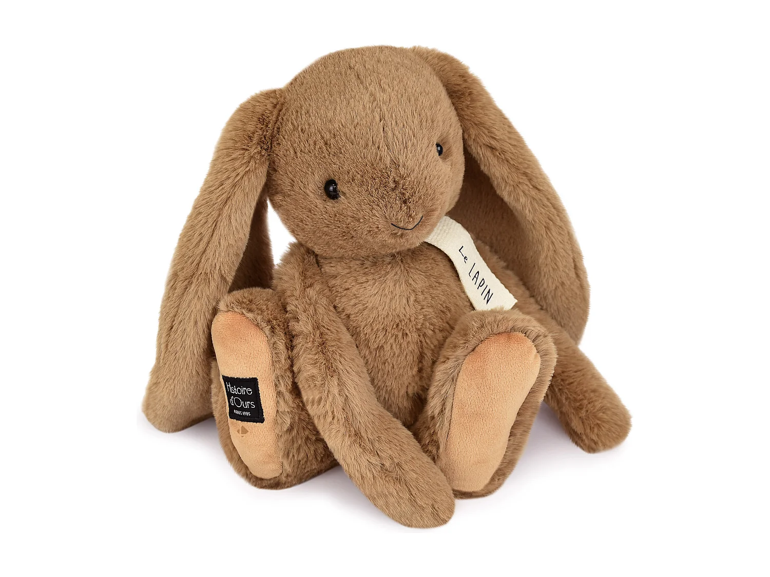 Peluche lapin 32 cm polyester collection LE LAPIN marron noisette