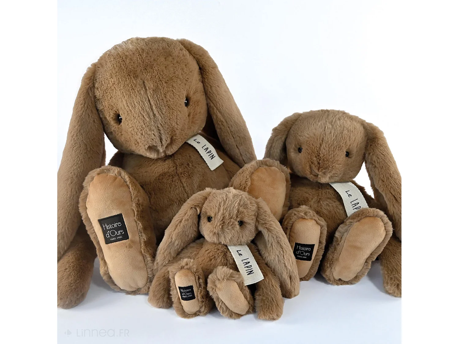 Peluche lapin 32 cm polyester collection LE LAPIN marron noisette