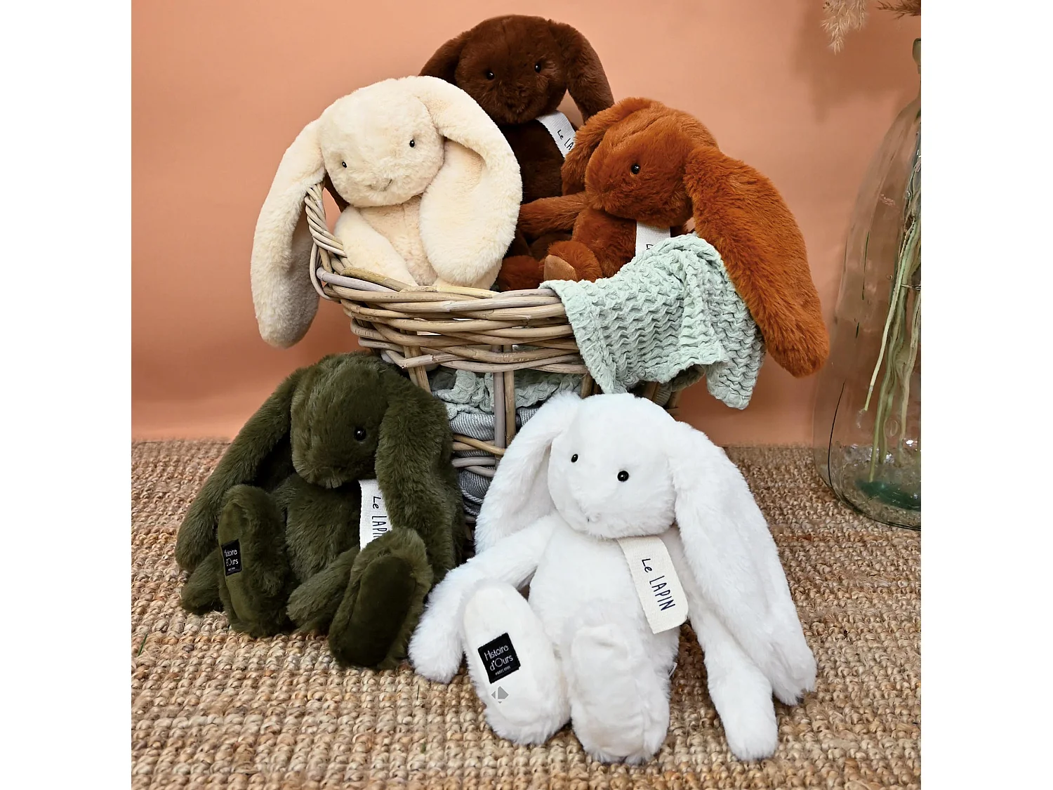 Peluche lapin 32 cm polyester collection LE LAPIN marron noisette