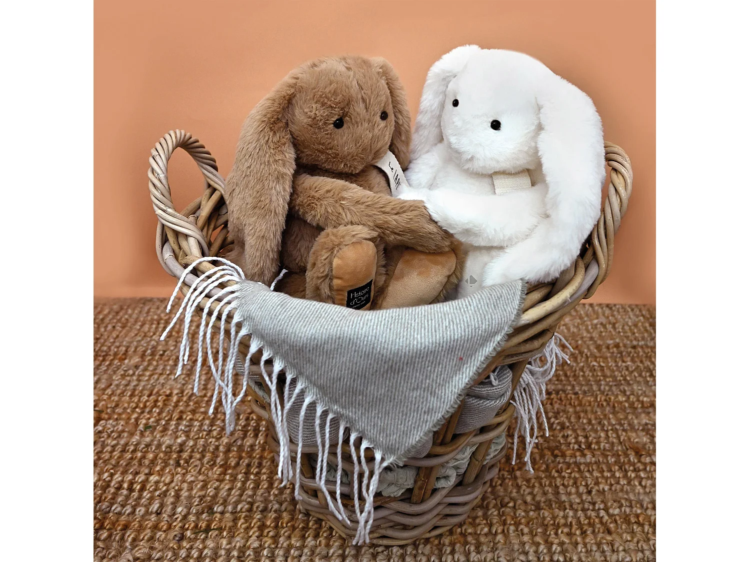 Peluche lapin 32 cm polyester collection LE LAPIN marron noisette