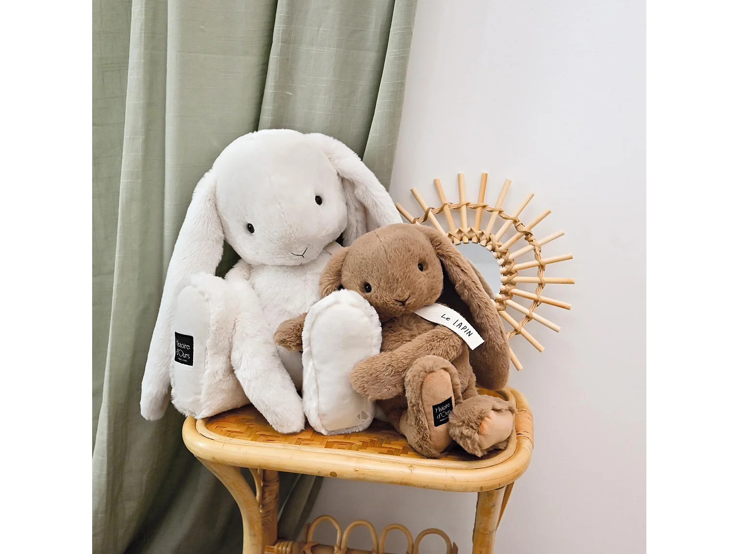 Peluche lapin 32 cm polyester collection LE LAPIN marron noisette