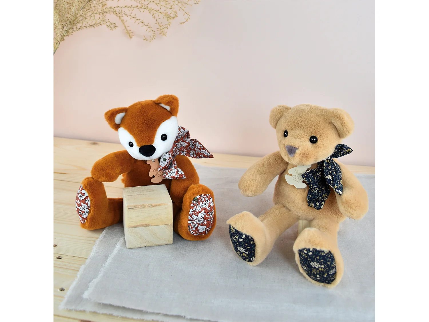 Peluche 25 cm polyester collection COPAINS CALINS renard orange