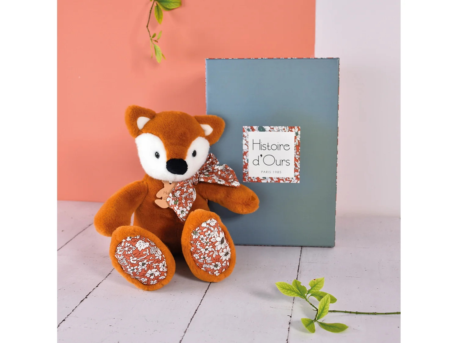 Peluche 25 cm polyester collection COPAINS CALINS renard orange