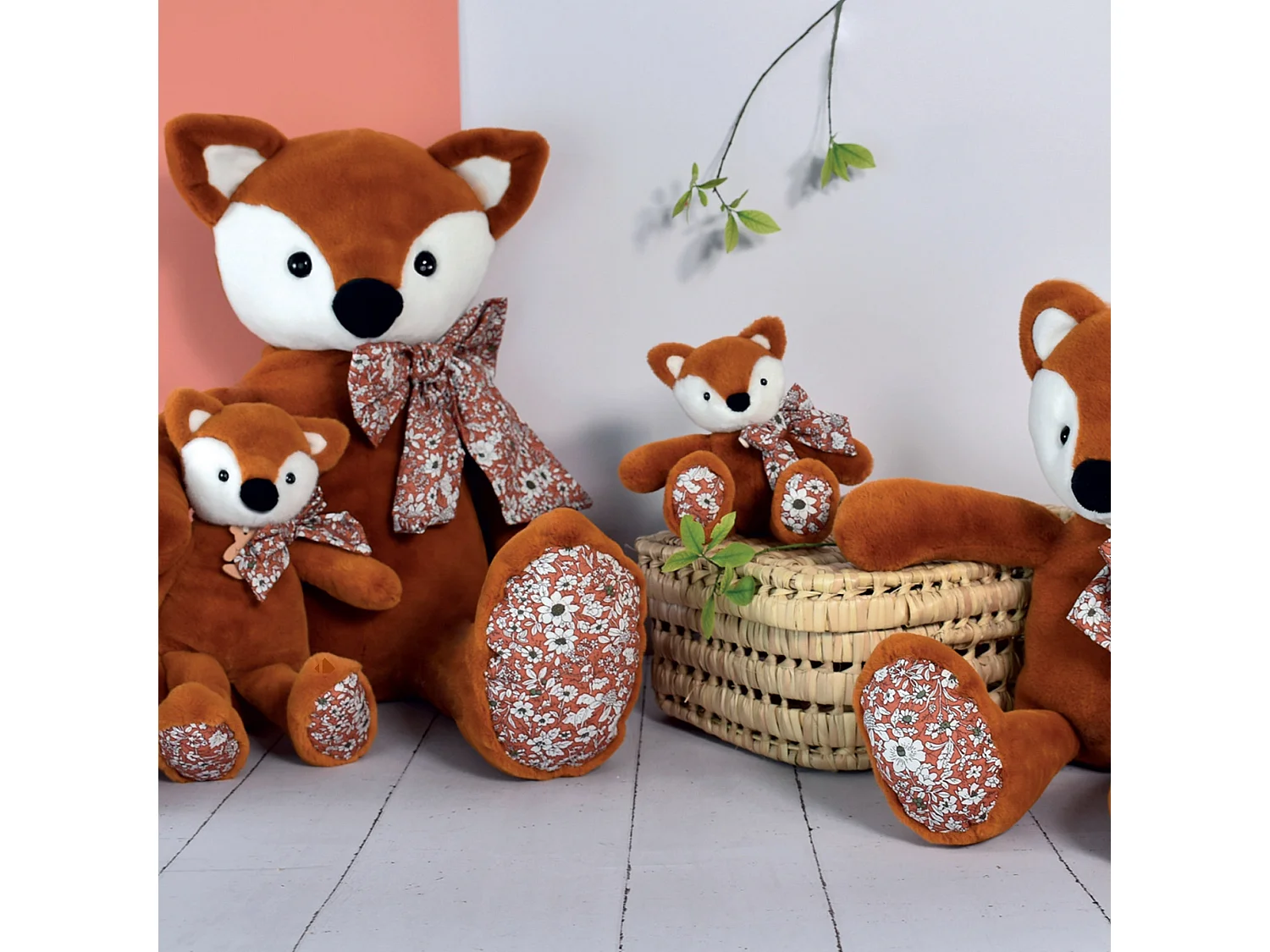 Peluche 25 cm polyester collection COPAINS CALINS renard orange