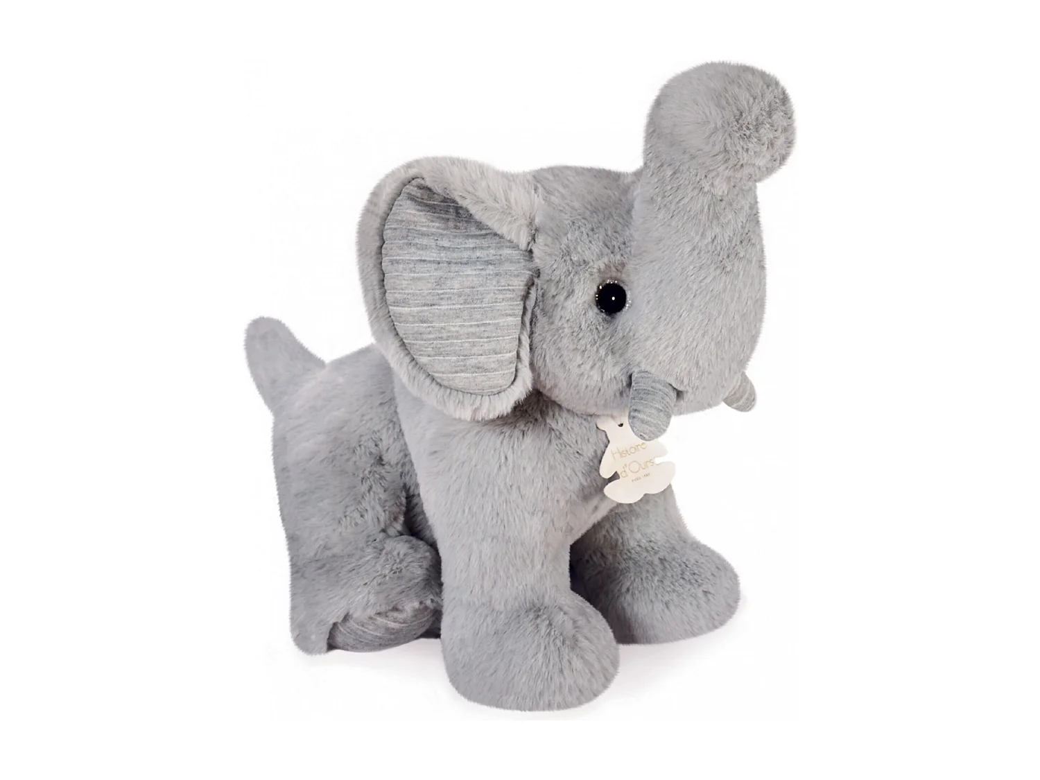 Peluche éléphant 35 cm polyester collection PREPPY CHICS gris perle
