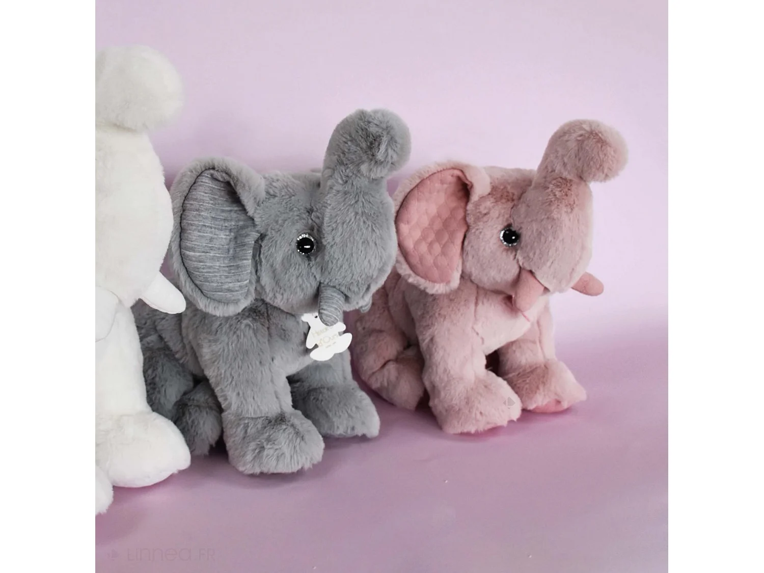 Peluche éléphant 35 cm polyester collection PREPPY CHICS gris perle