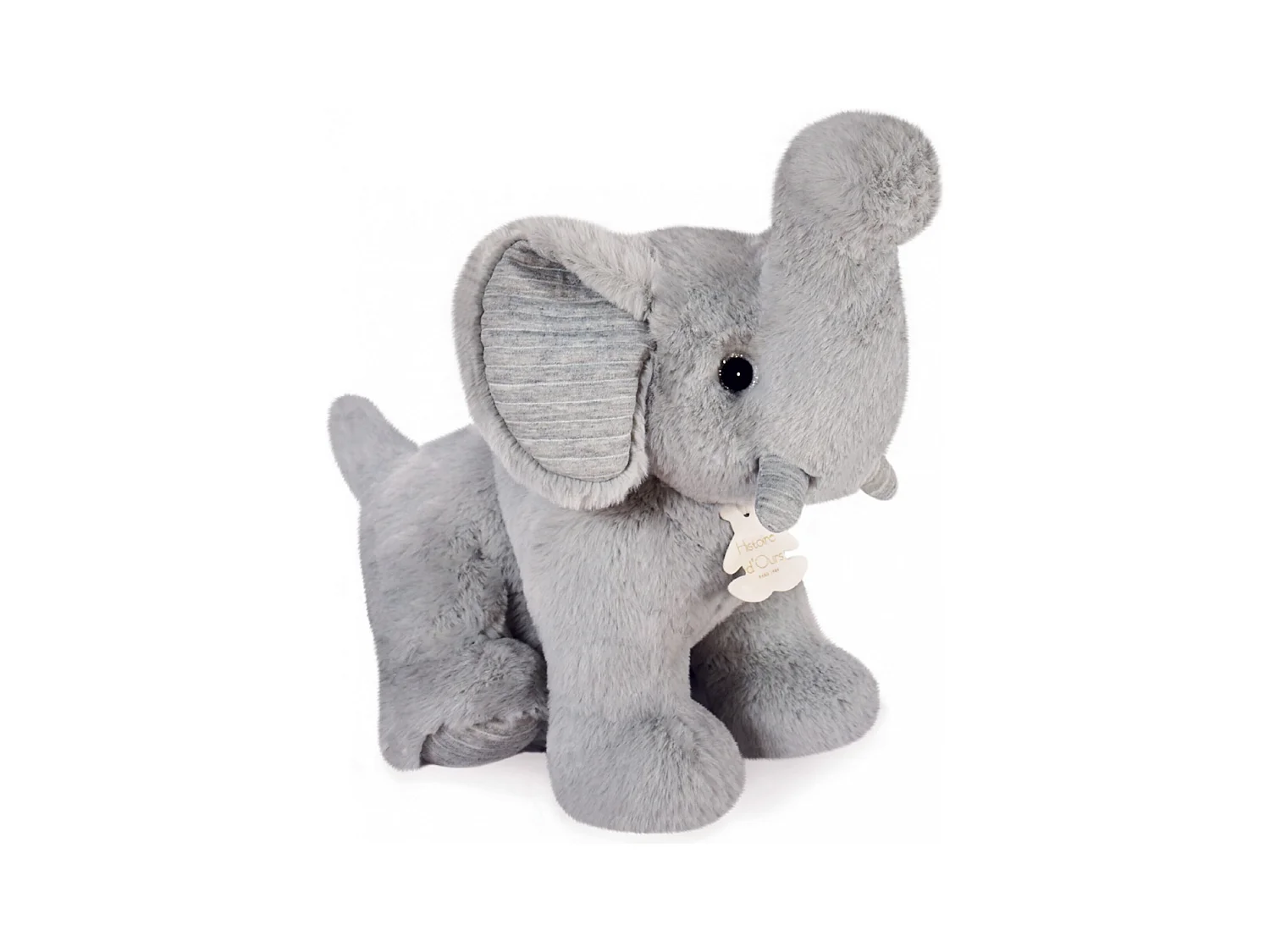 Peluche éléphant 35 cm polyester collection PREPPY CHICS gris perle