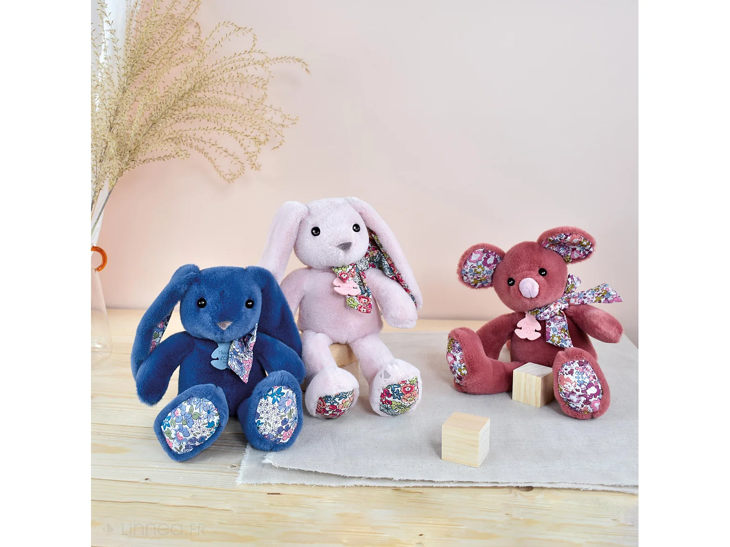 Peluche 25 cm polyester COPAINS CALINS souris rouge terracotta