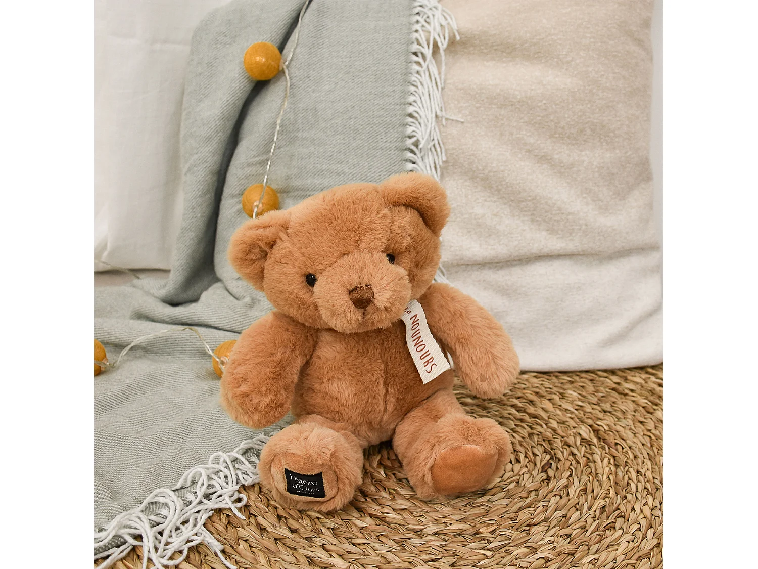 Peluche ours 28 cm polyester collection LE NOUNOURS marron noisette