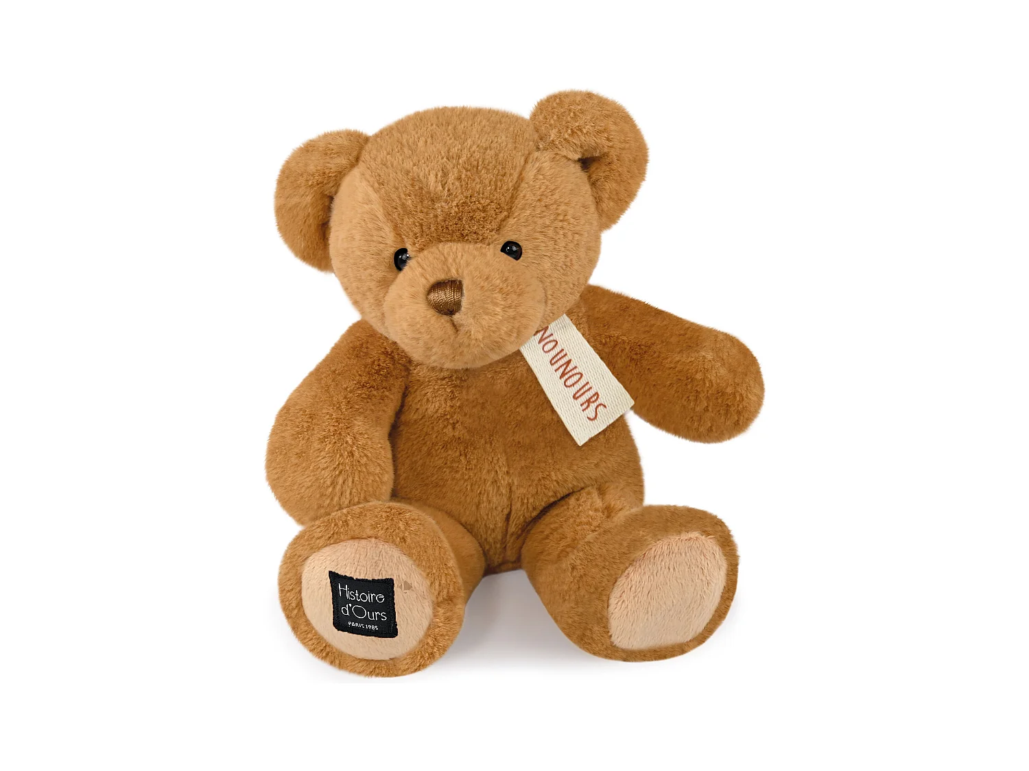 Peluche ours 28 cm polyester collection LE NOUNOURS marron noisette