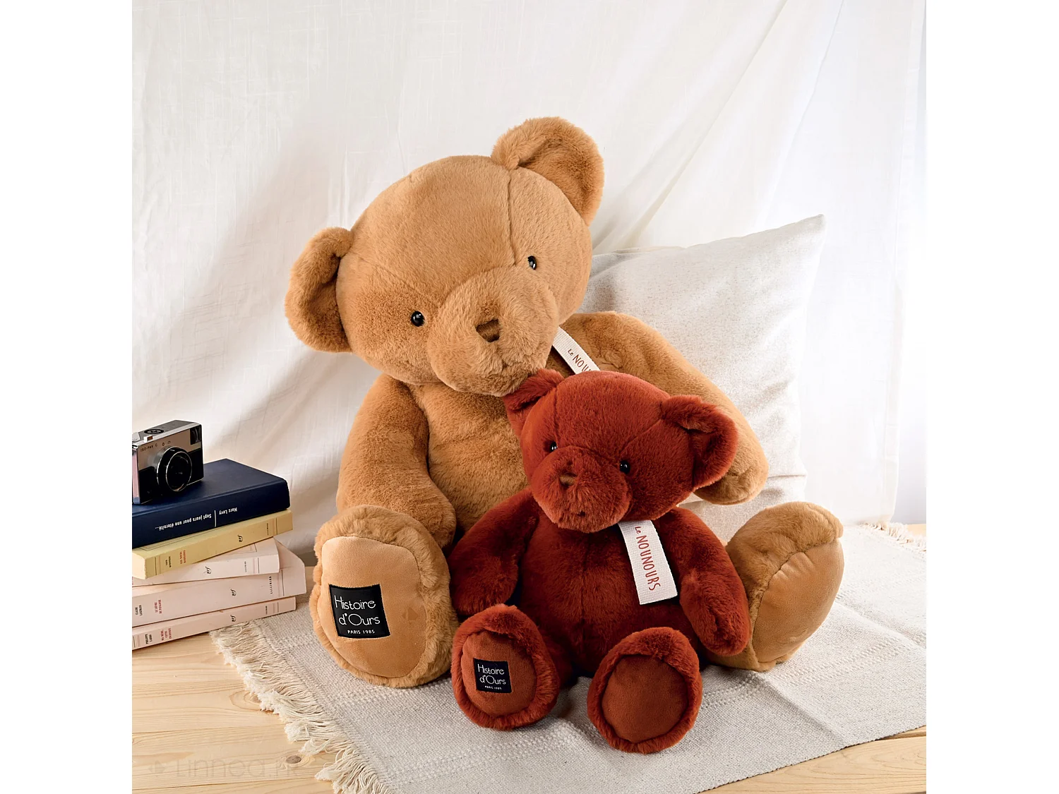 Peluche ours 28 cm polyester collection LE NOUNOURS marron noisette