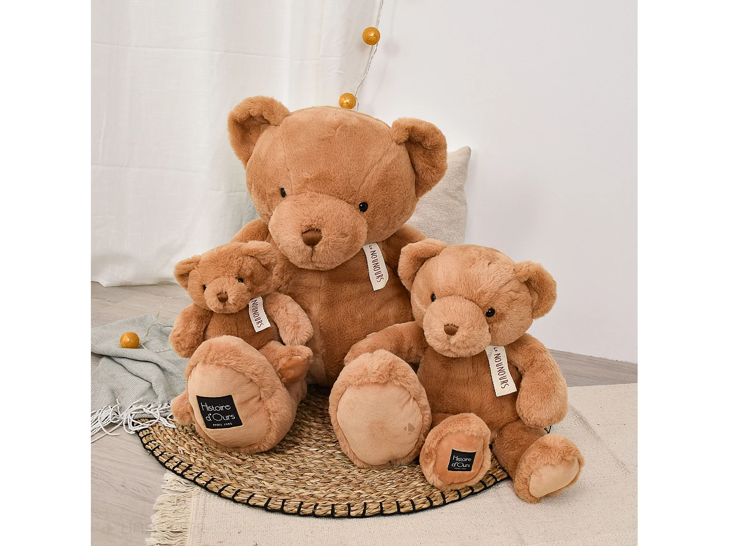 Peluche ours 28 cm polyester collection LE NOUNOURS marron noisette