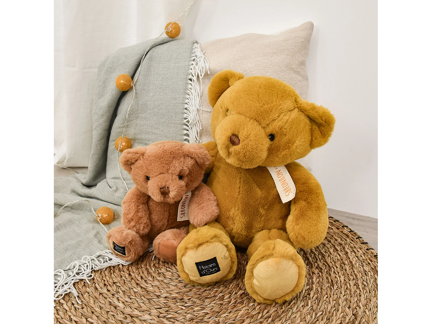 Peluche ours 28 cm polyester collection LE NOUNOURS marron noisette