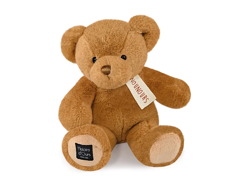 Peluche ours 28 cm polyester collection LE NOUNOURS marron noisette