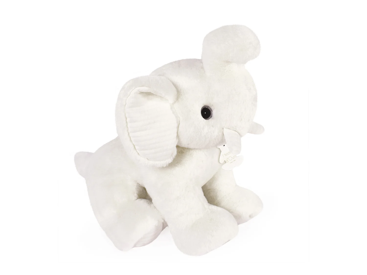 Peluche éléphant 35 cm polyester collection PREPPY CHICS blanc