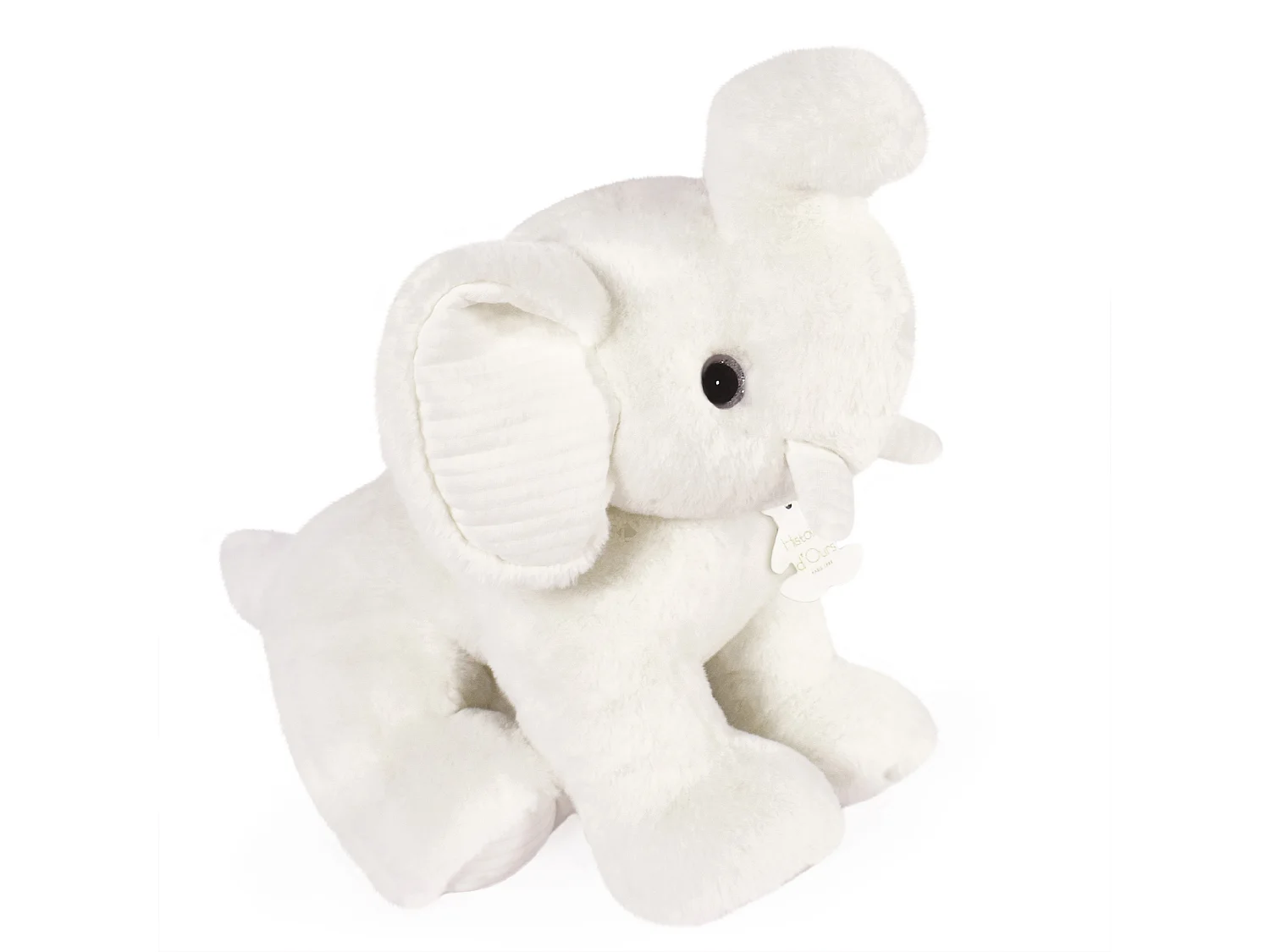Peluche éléphant 35 cm polyester collection PREPPY CHICS blanc