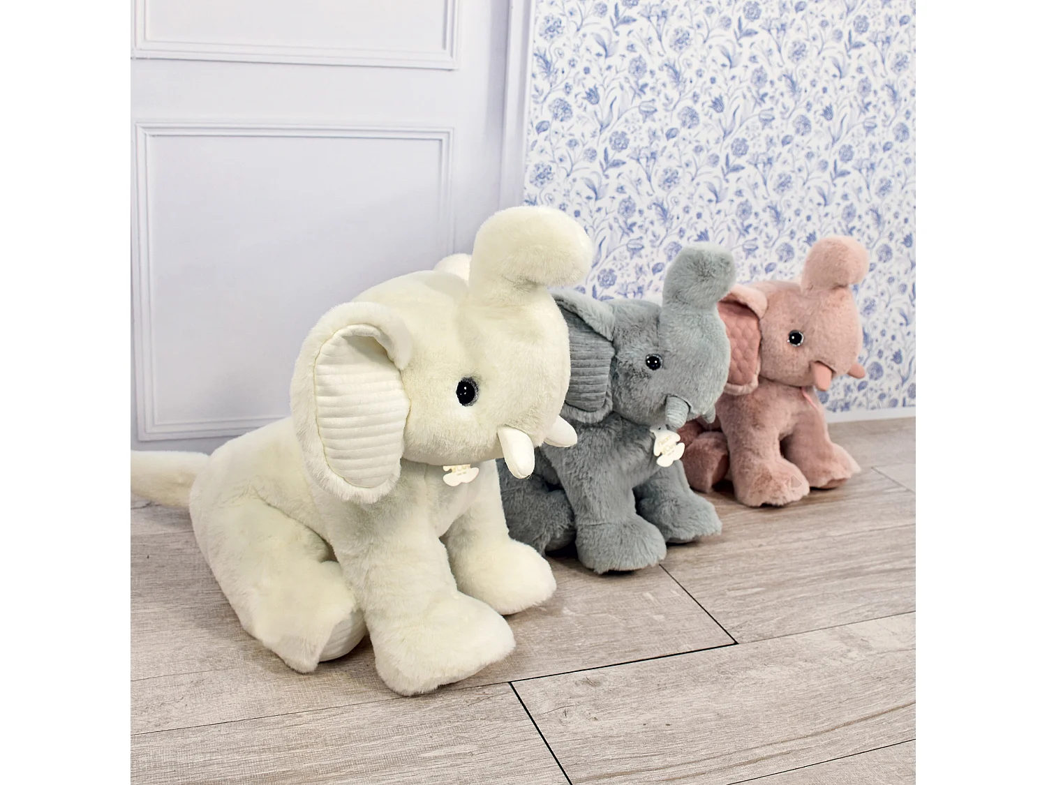 Peluche éléphant 35 cm polyester collection PREPPY CHICS rose