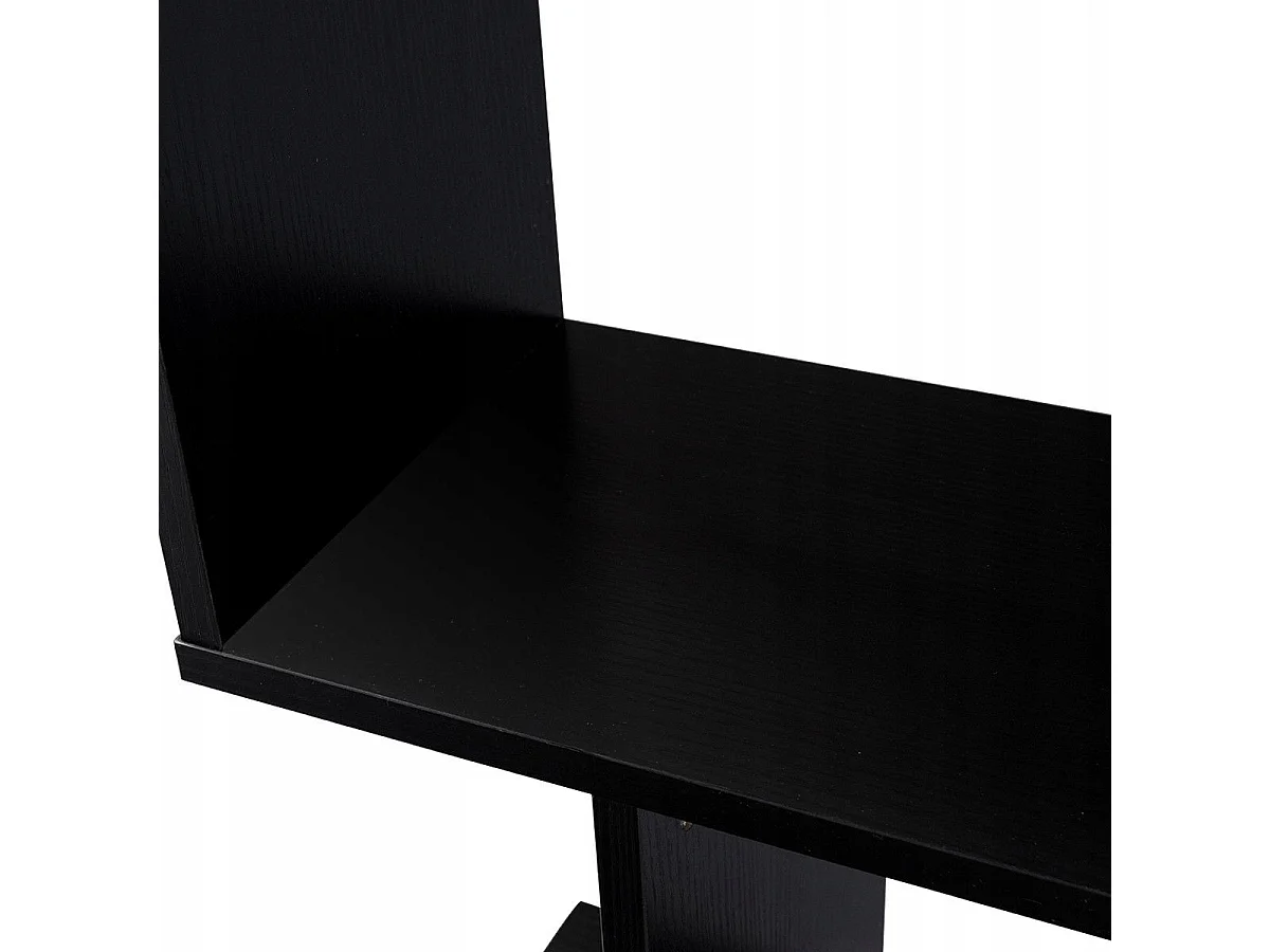 Libreria a 6 livelli a forma di S con dispositivo antiribaltamento, Scaffale di legno per casa e ufficio Nero