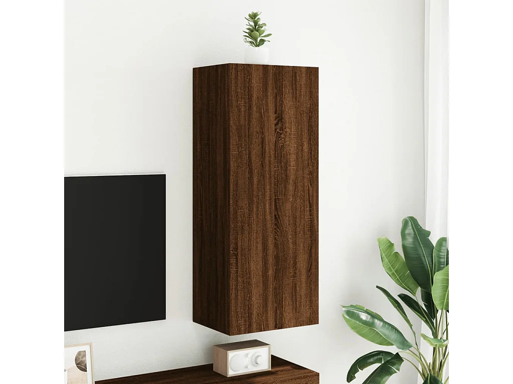 Meuble TV mural chêne marron 40,5x30x102 cm bois d'ingénierie