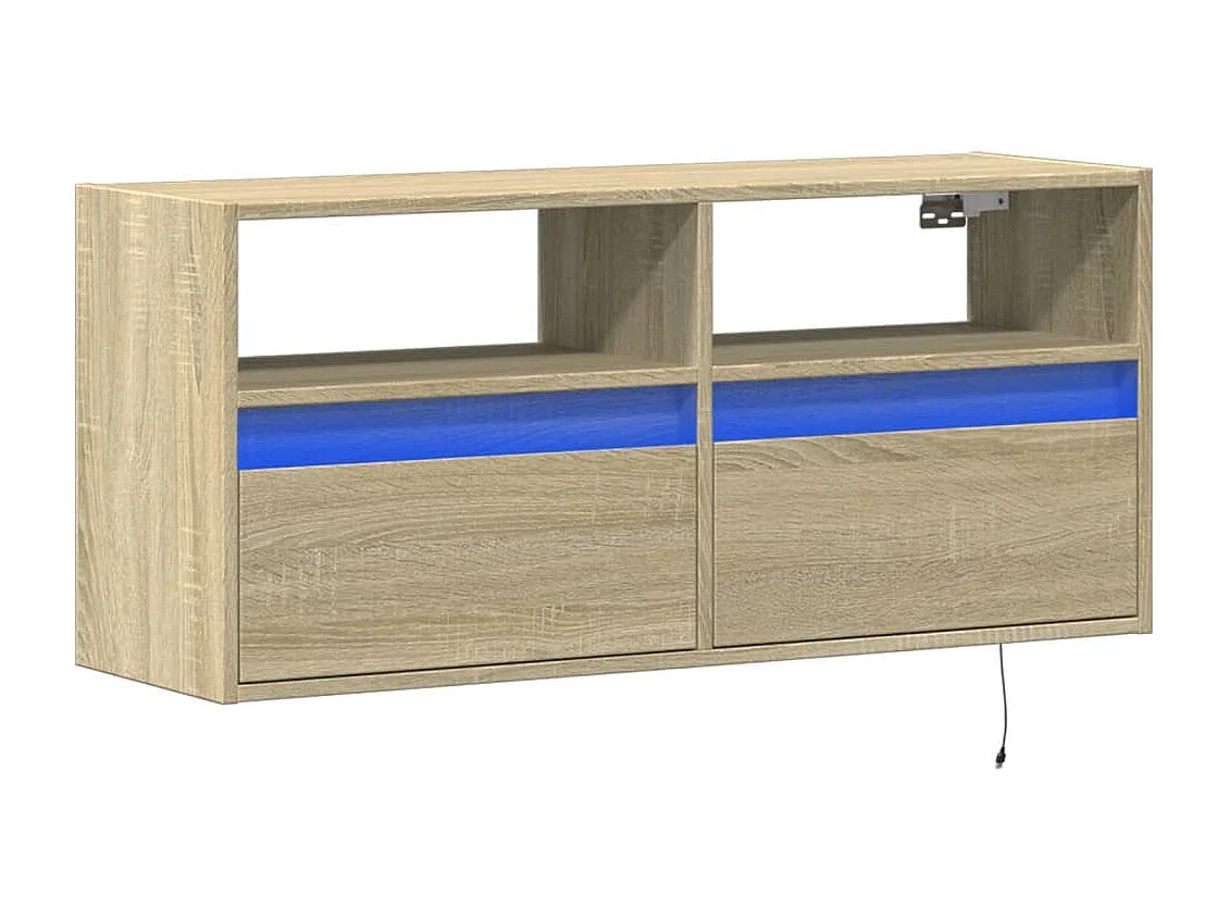 Mueble de TV de pared con luces LED roble Sonoma 100x31x45 cm