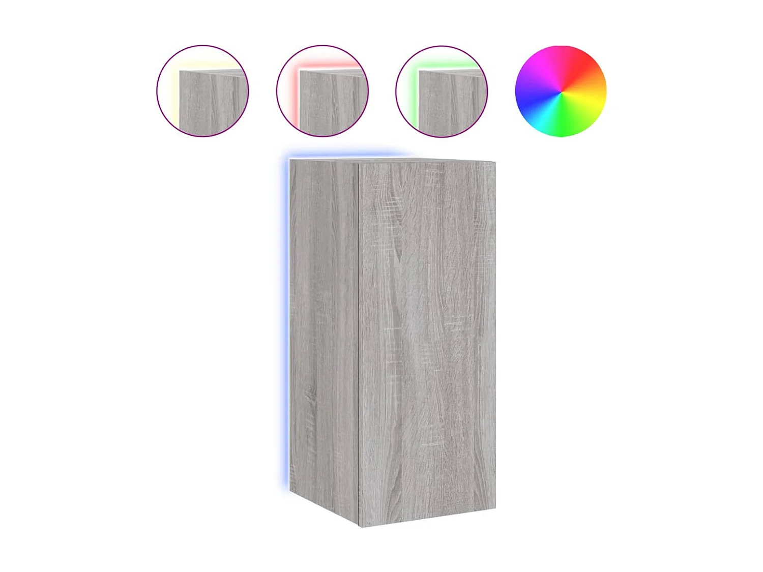 Mobile TV a Parete con Luci LED Grigio Sonoma 30,5x35x70 cm